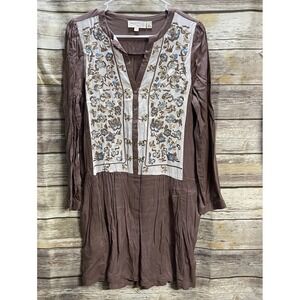 Mistic Prysm Dress Women's Medium Button Embroidered Floral Boho Whimsical